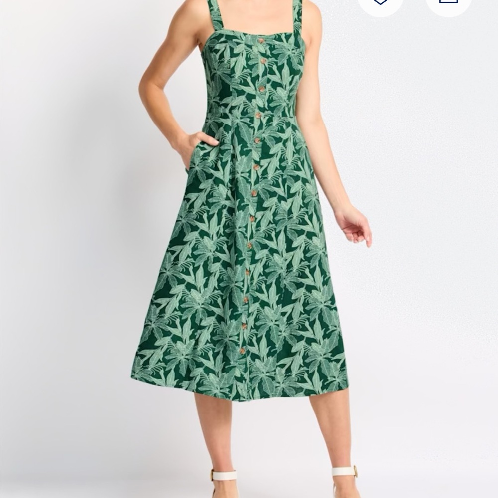 Market & Spruce Green Botanical Midi Dress - Picture 3 of 3